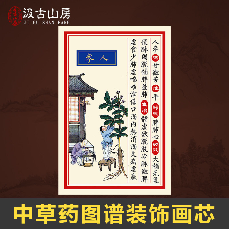 中药材标本中草药装饰画摆件新中式草药挂画历代名医方笺仿真复制