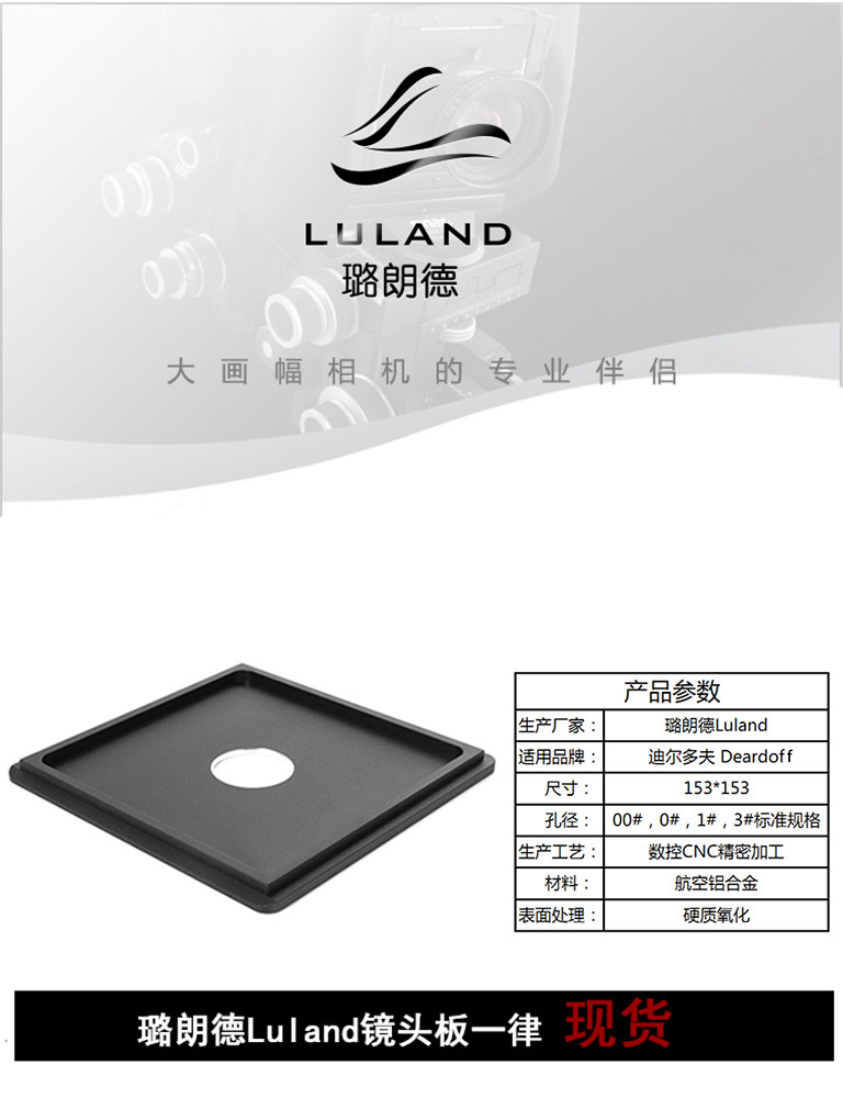 Deardorff 8X10 6 inch large format 153X153 lens panel