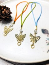 Scorn Handball Bow Alloy Butterfly Pendant 2mm Jade Line 3 strands Sling Backpack Flow Su Hanging Accessories Handmade Diy Accessories