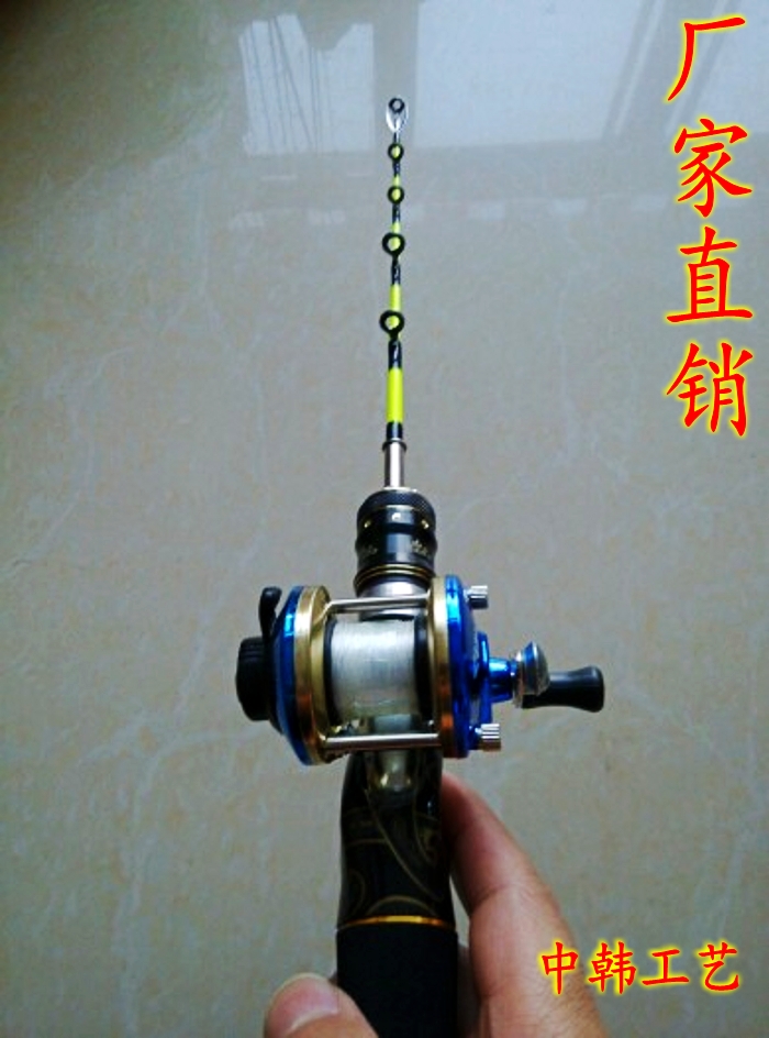 Solid ice fishing rod mini ultra-short rod winter fishing rod boat raft fishing rod Luya rod small 2-section rod fishing rod