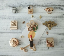  Handmade DIY luggage bag lock leather art leather accessories bag buckle womens bag lock buckle screw lock plug lock high-end electroplating