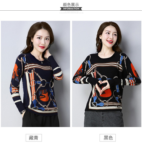 Mùa xuân 2018 và mùa thu mới quỳ xanh trung niên của phụ nữ áo len cổ tròn cỡ lớn áo len rộng áo khoác cashmere áo len đẹp