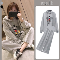 Pregnant women autumn suit Net red cartoon out fashion early Autumn Sweater pregnant two-piece breastfeeding clothes tide hot mother