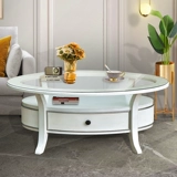 American Light Luxury Solid Wood Mawleble Современный минималистский маленький подразделение домохозяйство двухстороннее кофейное столик круглый столик из закаленного стеклянного стола