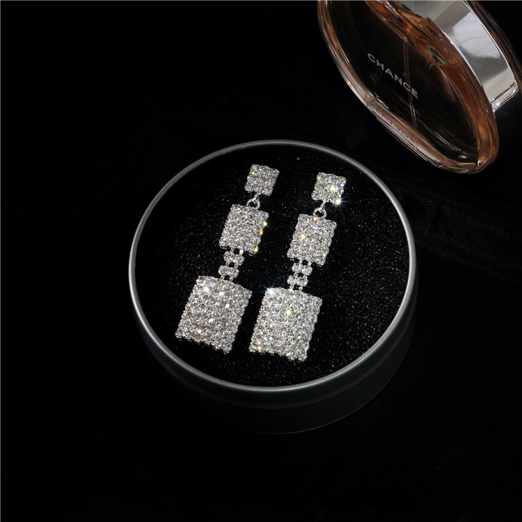 Imitated crystalCZ Simple Geometric earring  K9 NHIM1473K9picture1