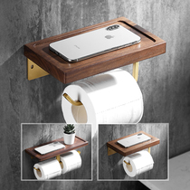 Punch-free solid wood tissue rack toilet gold roll paper holder toilet walnut toilet paper rack wall-mounted