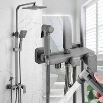 Nordic frosted gun gray full copper body Bath bathroom black Gray shower shower set home with womens washer