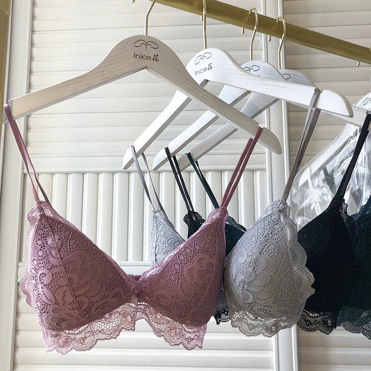 Áo lót nữ bralette ren Pháp không có vòng thép mỏng sexy cúp tam giác ngực nhỏ thoải mái bộ áo ngực - Bộ đồ lót