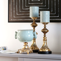 Clear Soup Bedroom Goo-Style Pendulum with Decorative Disc Candle Bench-like Luxurious Upscale Ceramic Crackling gold vase
