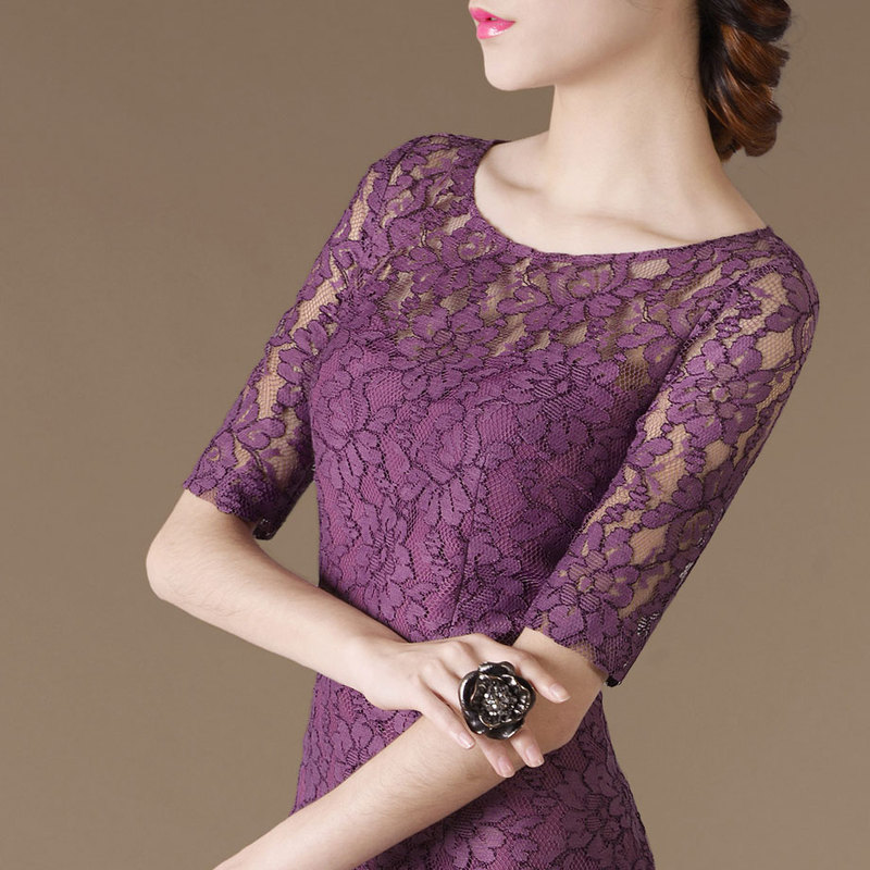[Special Clearance] Summer Dress with Elegant Ol Style, Fashionable, Slim-Fitting, Bodycon, Mid-Sleeve Lace Dress, Plus Size