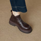 Jiaowenxi thick-soled Chelsea boots, thick-heeled short boots, women's spring and autumn single boots, genuine leather and nude boots, British style Martin boots
