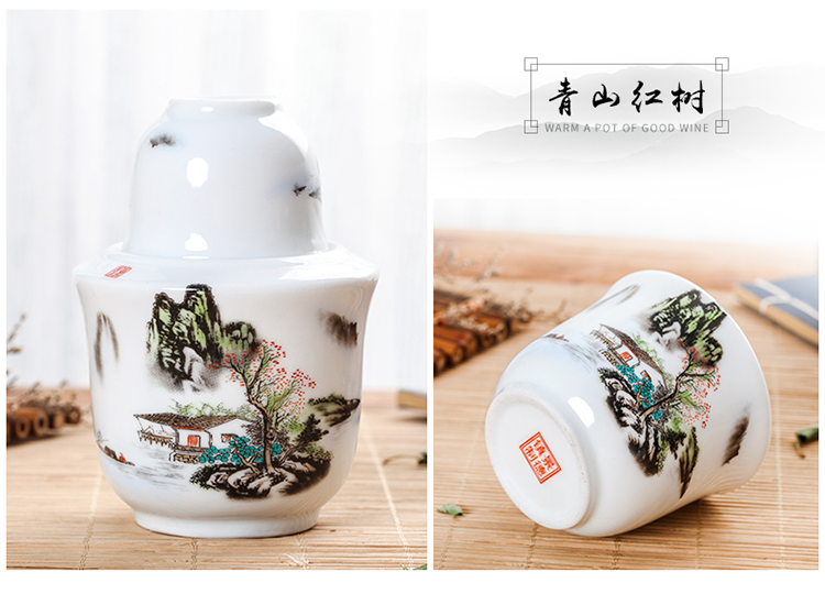 Jingdezhen rượu vang vàng ấm rượu vang nồi gốm hộ gia đình hai hai rượu vang trắng rượu vang nóng rượu sake vì lẩu nóng bộ rượu vang