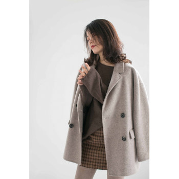 Wool mid-length albaka coat original hidden wool