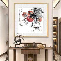 Hand-painted authentic peony Chinese painting entrance porch corridor decorative painting lotus flower and bird painting Tea Room Restaurant hanging painting