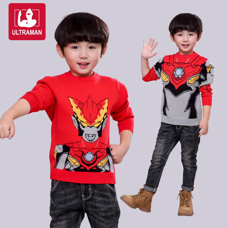 Ultraman clothes children's knitwear new sweater Digasero boy outfit base warm clothes handsome spring outfit