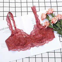 French sexy lace ultra-thin bra no sponge perspective temptation red this year lingerie ladies size bra