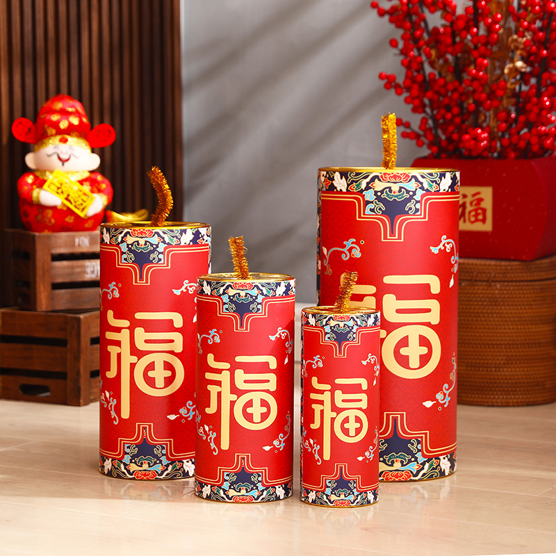 2022 New Year Simulation Firecracker Sitting Artillery Decoration Spring Festival Festive Hotel Shopping Mall Window Arrangement