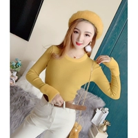 Mùa thu nữ tay dài phiên bản Hàn Quốc của áo len cổ tròn màu trơn xu hướng quần áo mùa thu top học sinh áo len mỏng đáy quần áo nữ