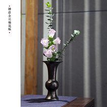 Vase Chinese Zen kiln metal glaze flower goblet tea table ornaments Jingdezhen ceramic flower arrangement flower arrangement small neck vase