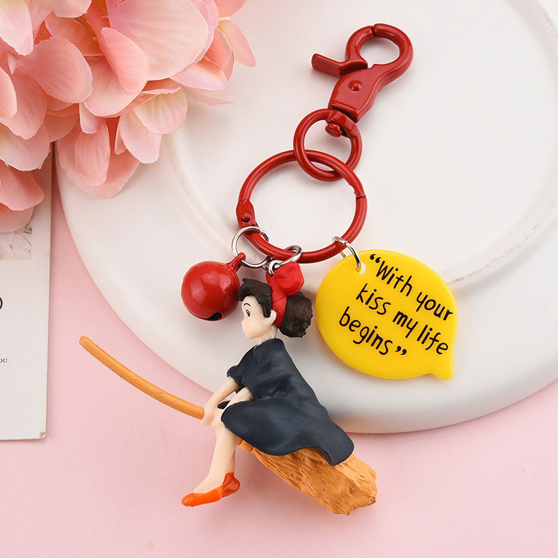Japan Miyazaki Hayao anime doll Xiaomei little witch car key chain pendant female bell chain bag pendant