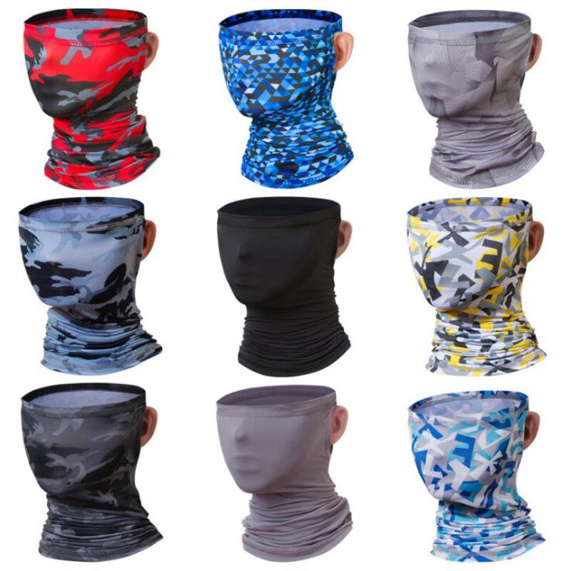 Outdoor ear hanging ice silk headscarf summer sunscreen scarf set men and women riding fishing camouflage mask thin magic face towel