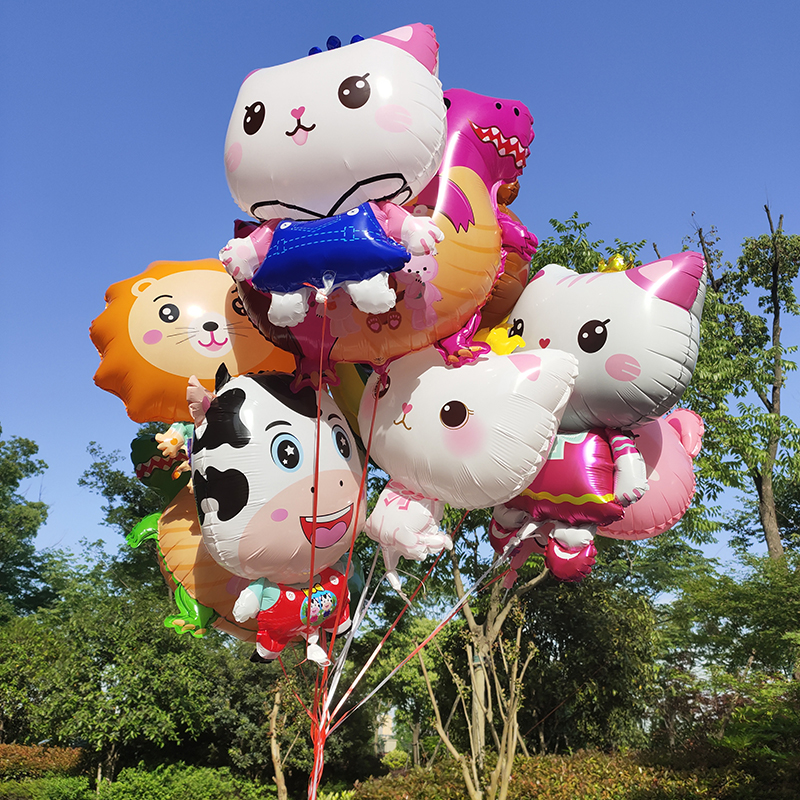 Children's Day Aluminum Film Cartoon Animal Helium Balloon Line Fly Flying Air Balloon in Park Flying