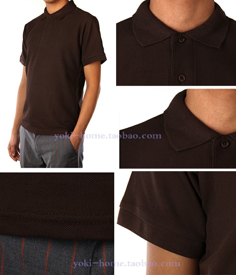 Miễn phí tùy chỉnh in áo Polo LOGO Đàn ông và phụ nữ màu nâu ve áo tay áo ngắn đội áo áo cotton nam