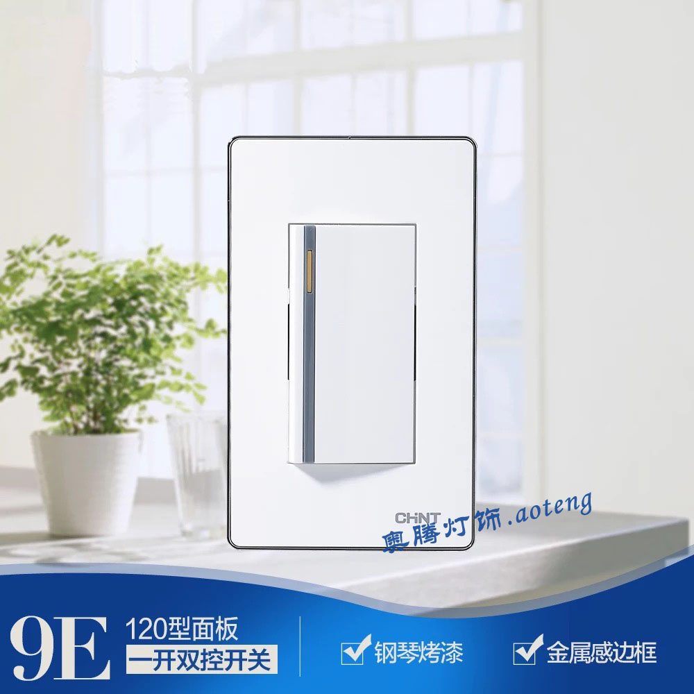 Switch socket 120 type NEW9E series one open double cut switch silver edge