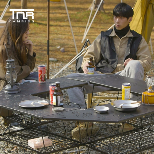 TNR Переносная складная складная складная стальная сеть стальной сети для кемпинга для пикника для барбекю Комбинированная складная стола железная полка