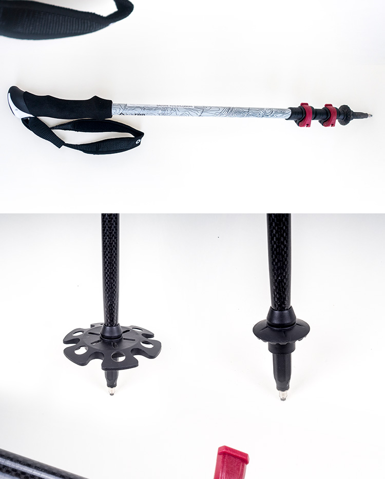 Kaiway Kairoo đầy đủ ba phần sợi carbon trekking đi bộ carbon đi bộ 仗 đi bộ pole cực trekking carbon - Gậy / gậy gậy có bánh xe cho người già	