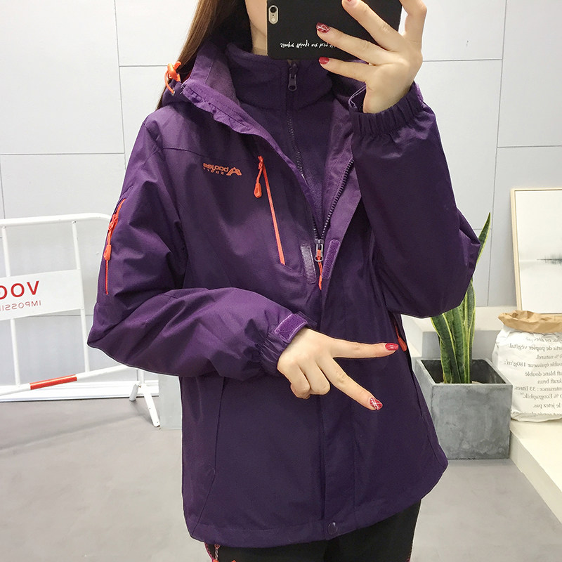 Outdoor jacket women's three-in-one tide brand autumn and winter two-piece waterproof windproof ski mountaineering jacket men's Tibet
