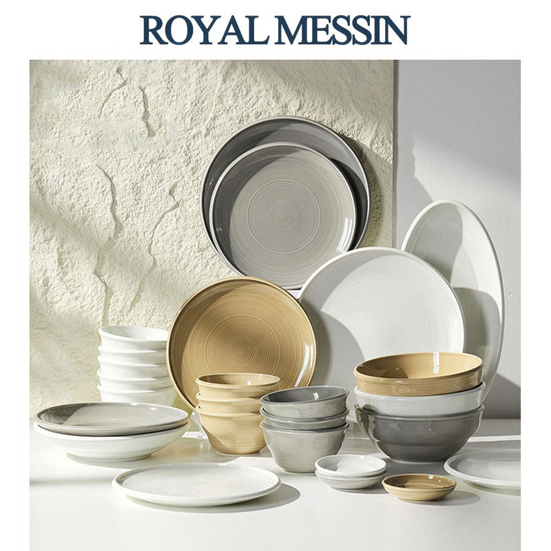Rm. Original Vintage-Style Bowl Set, New Chinese-Style High-End Tableware Gift Box for Home Use, Housewarming Gift Bowls and Plates