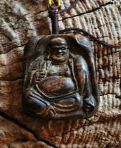 Authentic Indonesian Kalimantan agarwood pendants handmade carved Maitreya wild black oil old material submerged grade