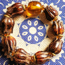 Selection of high quality nine-petal blood lotus flower Bodhi hand string bracelet exquisite carving Jinpo classic Wen Walnut