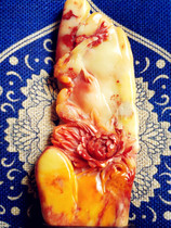 Susan crystallized tricolorful red yellow white hibiscus stone (rich in rich and auspicious) swing piece Lao Tian Huang Changhua Bahrain chicken blood