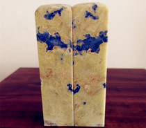 Boutique Qingtian Stone Blue Belt Collection Class Large pair of seal natural picturesque (Peng Cheng Wanli) Changhua Bahrain Chicken Blood