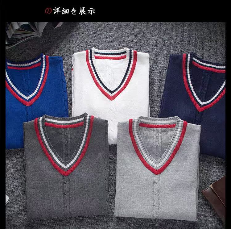 Mùa xuân áo len vest nam vest cotton V-Cổ áo len thanh niên Slim-loại trùm đầu vai dòng áo sơ mi nam