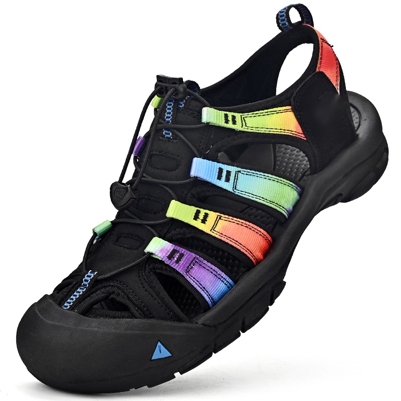Sandals for Men and Women, Genuine Leather Toe-Toe Non-Slip Beach Shoes, Outdoor Leisure Wading and River Tracing Quick-Drying Shoes, Waterproof and Wear-Resistant