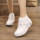 Nó Bai vải 19 mới y tá da trắng giày phụ nữ cộng với nhung ấm áp mùa đông khởi động Velcro giày giày cao