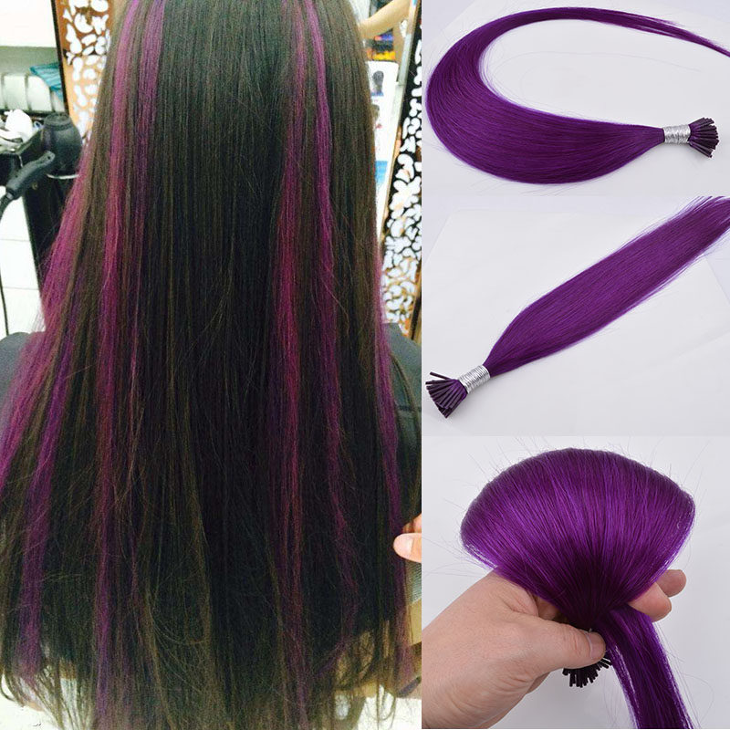 100% real hair traceless invisible color hair extension bundle dyed purple crystal line buckle buckle special for barber shop