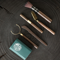 Gongfu tea accessories suit tea art tea clip Spoon Tea Dao 6 Gentleman Black Sandalwood Bamboo 6 Gentleman Tea Making Tools