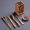 Tea set accessories Tea ceremony six gentlemen set Ebony chicken wings Solid wood Bamboo Kung Fu tea set Tea set Tea plate ornaments