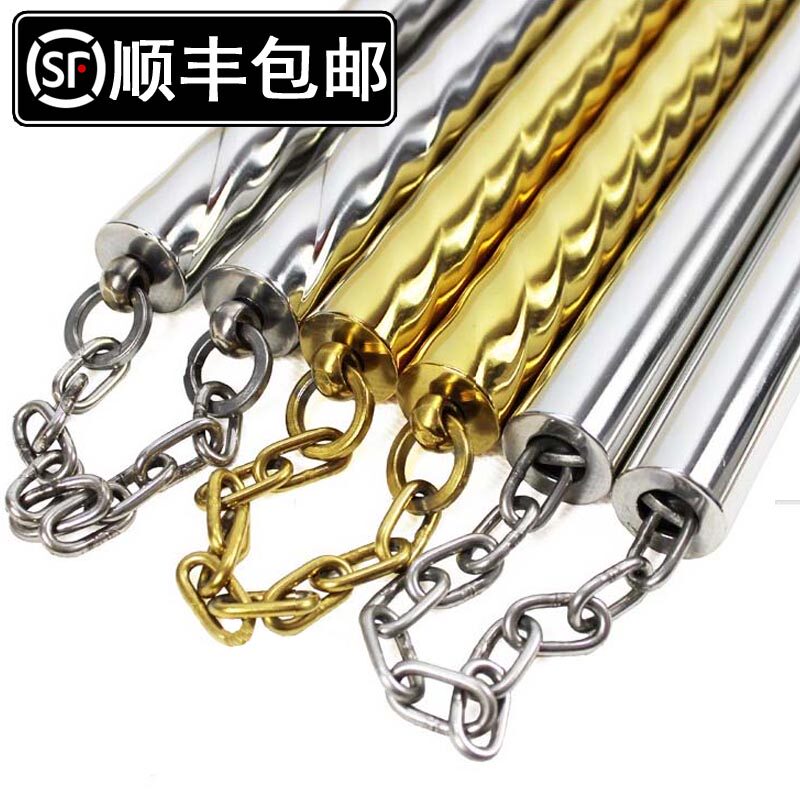 Love 3 golden stainless steel nunchaku actual combat beginner training performance nunchaku anti-slip thread