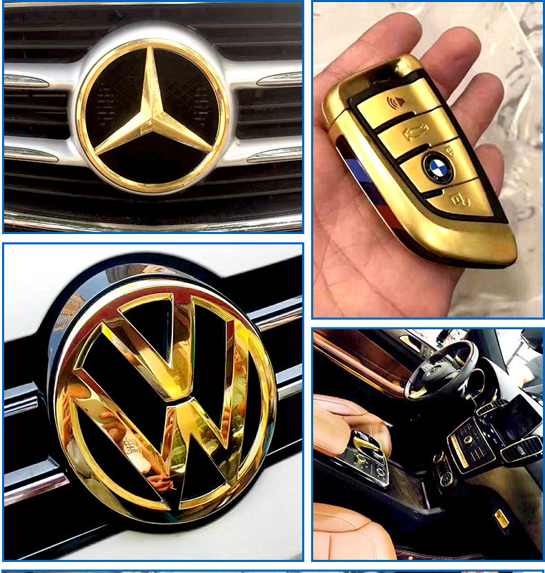 Car Mark Interior Gilded Gold Rose Gold Black Gold National single brush plated machine 18K24K Golden Brush Gold brushed gold