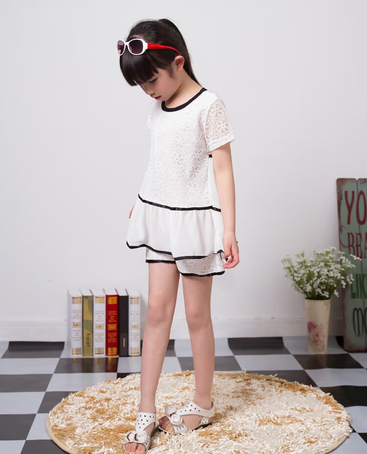 Quần áo trẻ em Hàn Quốc cho bé gái mùa xuân và mùa hè Trẻ em lớn tay ngắn quần short ren phù hợp với váy công chúa bexinhshop shop