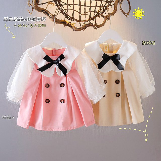 Girls Dress Spring and Autumn 2021 New Western Style One Year Old Fashion Princess Puff Sleeve Autumn Children's Baby Skirt