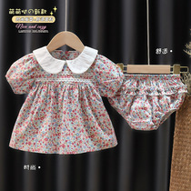 2021 new Summer Han 3 Edition Broken Flowers Baby Short Sleeves Two Sets December Children Split Shorts Full Moon Khaclothes 0