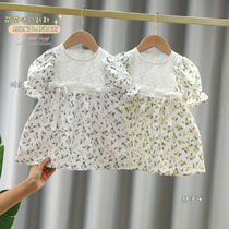 1-4-year-old female baby pro-skin cotton fabric one-piece dress 3 female baby Summer clothes new girl foreign air bright skin-break dress