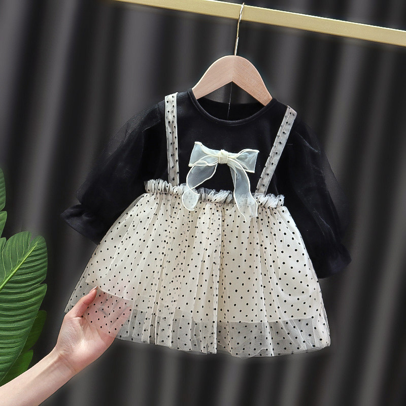 Female Baby Spring Autumn Money Princess Dress 2021 New Long Sleeve Festival Foreign Pie Splicing Foreign Dress Baby Girl Skirt