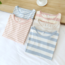 Womens summer short-sleeved pajamas cotton thin nightdress home spring and summer womens knitted home skirt can be worn outside